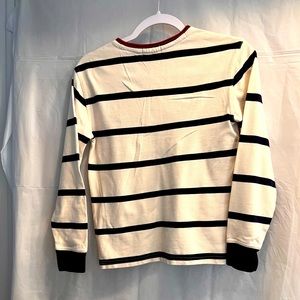 Ralph Lauren Polo shirt boys size 10/12. Cream with blue stripes.  100% cotton